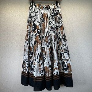 T Tahari Tiered Maxi Skirt Cottagecore Women's Size Large Bohemian Festival